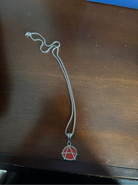 Anarchy Pendant Necklace in Red and Silver